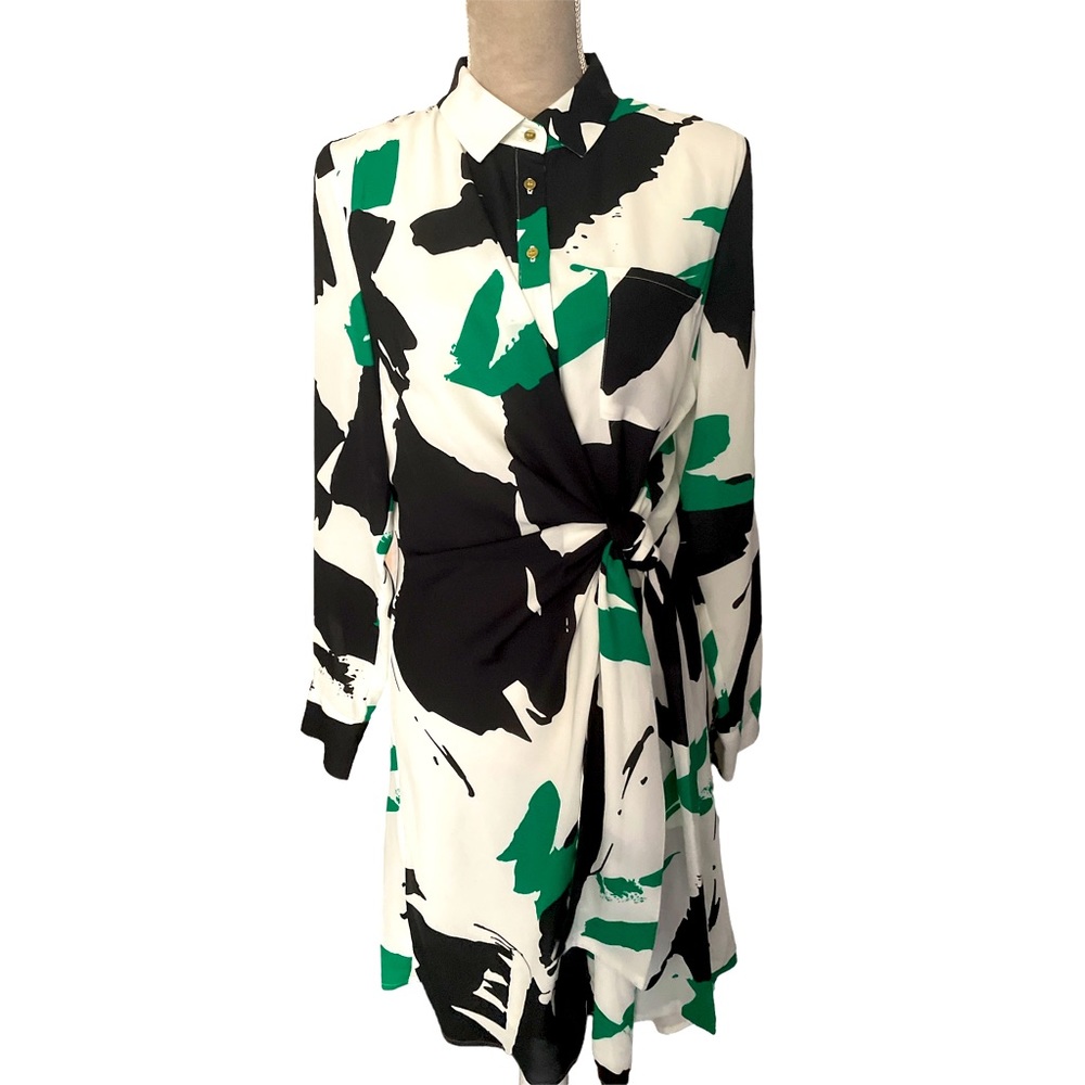 Worthington Black and Green Abstract Dress